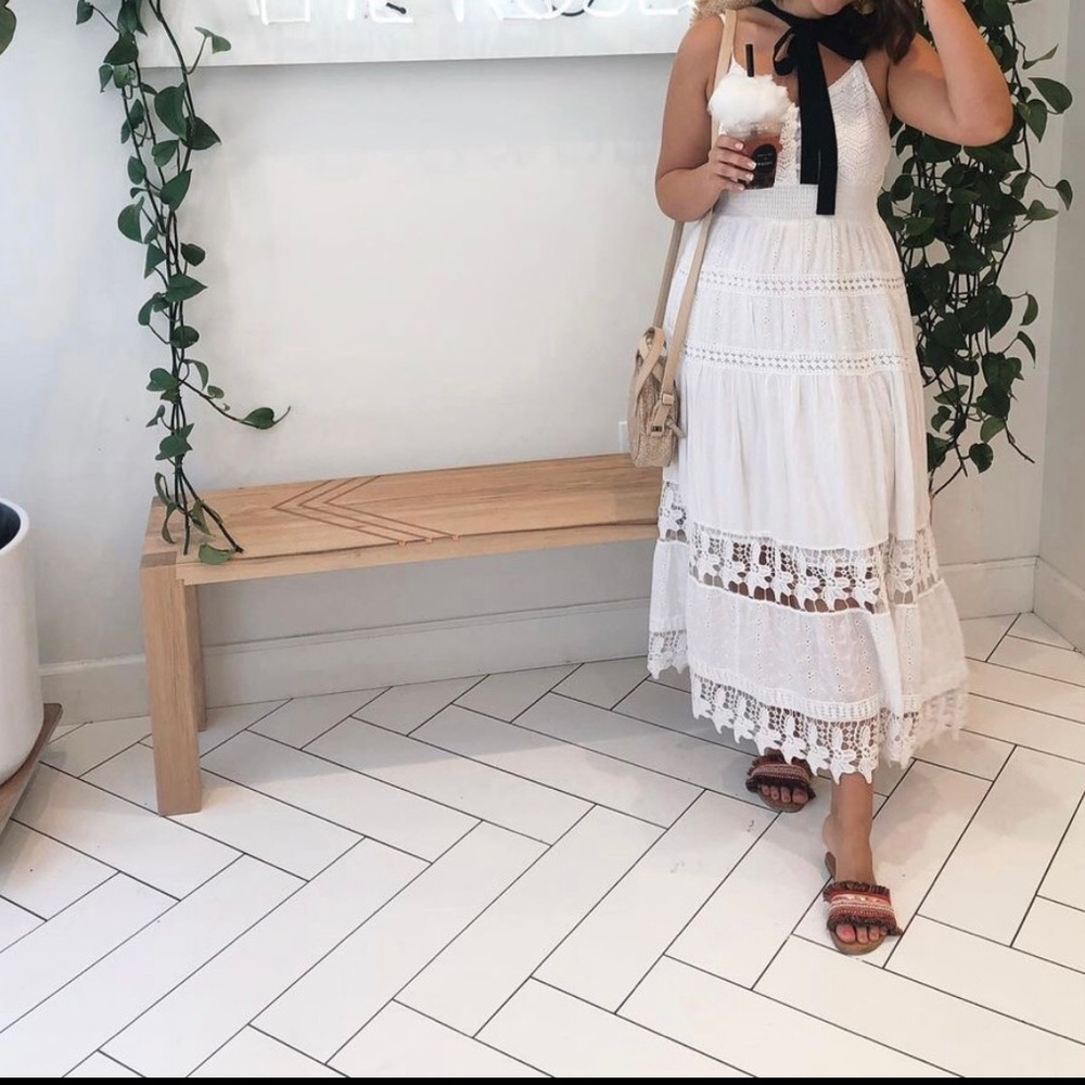 White Cotton Sundress with lace detail